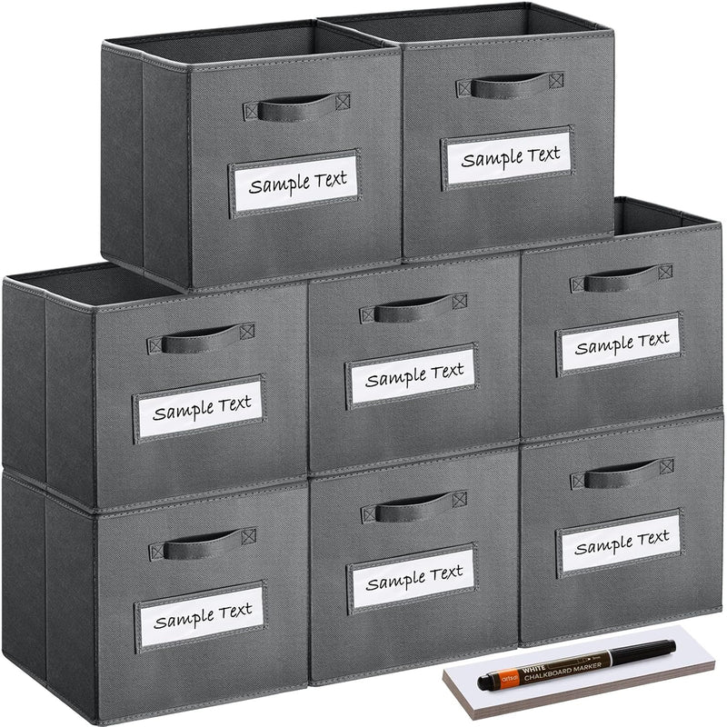 13X13 Inch Cube Storage Bins(Set Of 8)-Basket Bins With 8 Labels Window Cards &