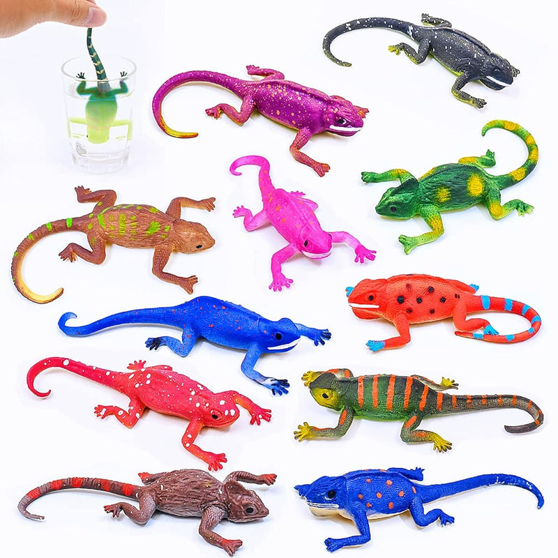 10Pcs Lizard Animal Figurines,Color Changing Chameleon Toy,Stretchy And Rea