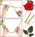 15pcs Artificial Roses with Stems Red Roses Valentine's Artificial Flowers Decorations for Mothers Day Bridal Bouquet Wedding Party Home Decor (Red)