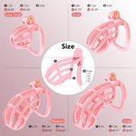 Male Chastity Device Cock Cage - Lightweight Plastic Chastity Cage for Man Penis Exercise 3D Printed Pink Large Adult Sex Toy with 4 Sizes Rings Invisible Lock and Key