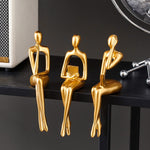 Gold Statue Home Decorations for Living Room,Shelf Decor Modern Bookshelf Decor Figurines Desk Sculpture Table Decor 3 Piece