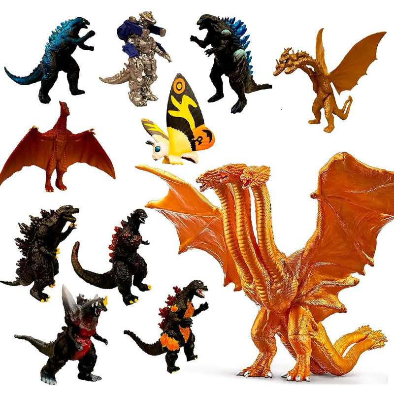 10Pcs Small Dragons And Gidorah Action Figures Toys Set