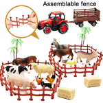 3 Pack Farm Toy Tractor With 40Pcs Plastic Farm Animals Figurines And Fence Farm Playset, Farm Figures Farmer Vehicle Toy Truck With Trailer For 3-12 Years Old Kids Boys Girls Toddlers