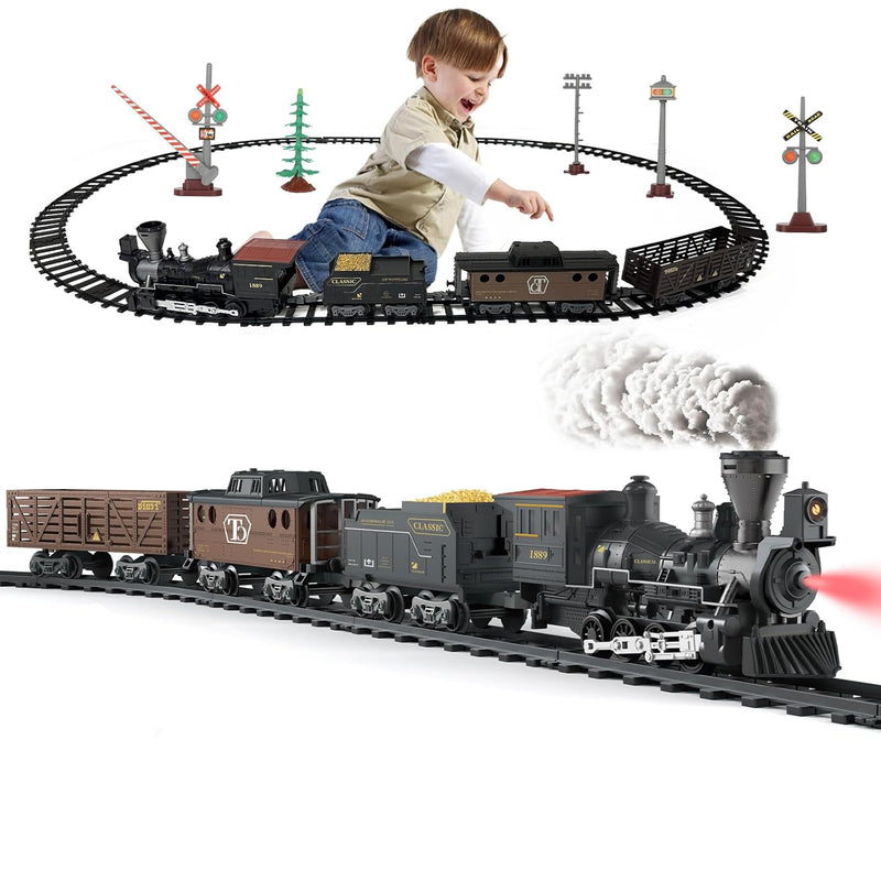 Classic Model Train Set With Steam And Sound, Electric Train Set Toys For Boy,