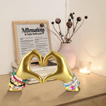 Heart Hands Sculpture Aesthetic Decor for Living Room Bedroom Apartment Bookshelf, Knick Knacks Home Decor for Shelves, Unique Gifts for Women Anniversary (No Bracelets)