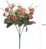 7 Branch 21 Heads Artificial Flowers Bouquet Mini Rose Wedding Home Office Decor,Pack of 2 (2 PCS Pink)