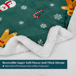 Premium Christmas Sherpa Throw Blanket | Christmas Decoration Gift, Fleece, Plush, Warm, Cozy Reversible Microfiber Holiday Blanket | Green Gingerbread - 50X60