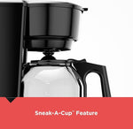 12-Cup Coffee Maker with Easy On/Off Switch, Easy Pour, Non-Drip Carafe with Removable Filter Basket, Vortex Technology, Black