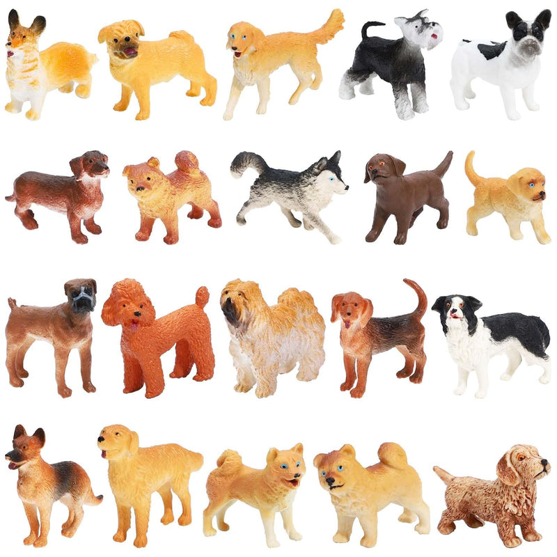 20 Pieces Mini Dog Figurines Playset Hand Painted Tiny Dogs Realistic Detai