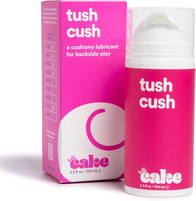 Hello Cake Tush Cush, Silicone and Water-Based Personal Lubricant, Formulated for Anal Use, Hybrid Lube for Men, Women, and Couples, 3.3 fl oz