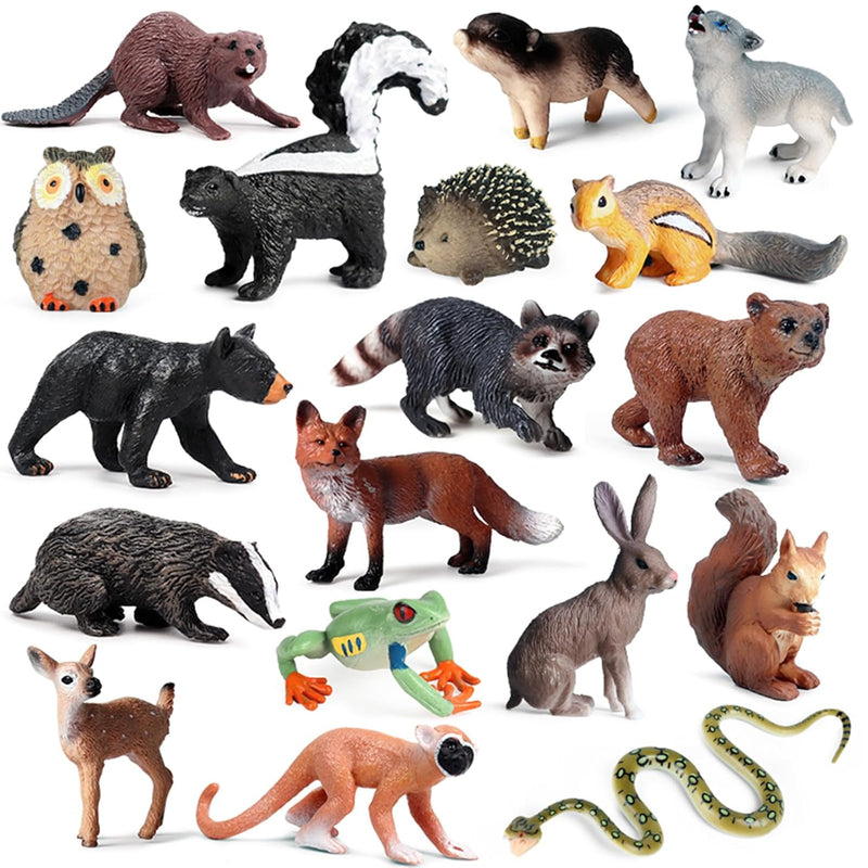 18Pcs Forest Animals Figures Plastic Woodland Creature Toy Figurines For Ki