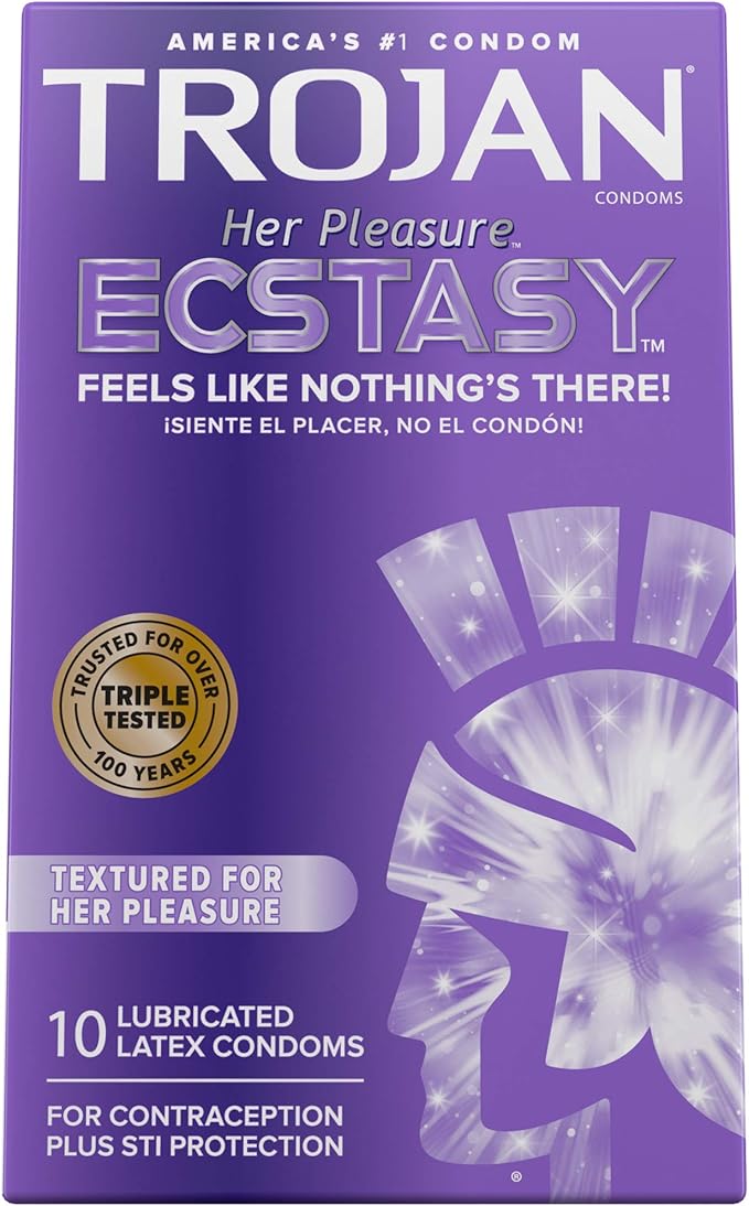 Her Pleasure Ecstasy Lubricated Condoms - 10 Count (Packaging May Vary)