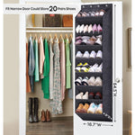 Over The Door Shoe Organizer for Closet with Large Deep Pockets, Narrow Shoe Rack for Door Hanging Boots Storage, Black