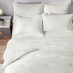 California King Seersucker Comforter Set With Sheets Ivory Bed In A Bag 7-Pieces Cal King All Season Bedding Sets With Comforter, Pillow Sham, Flat Sheet, Fitted Sheet, Pillowcase