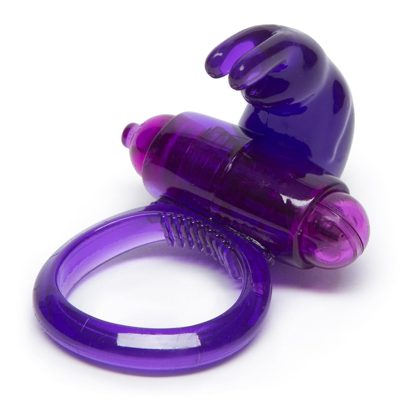 Rabbit Vibrating Cock Ring - Stretchy Penis Ring - Single Speed Cock Ring For Couples Sex - Purple