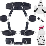 BDSM Sexual Bondage 7-Piece Set Couple Sex Toys, Sex Bondage with Adjustable Thigh Cuffs Ankle Cuffs Handcuffs Belt Cross Strap Blindfold Suitable for Women, Men, Couples and Couples Fun Sex Games