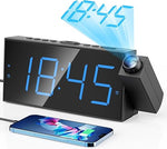 Digital Projection Alarm Clocks for Bedrooms - Large LED Display, 180° Rotatable Projector, 5-Level Dimmer,USB Charger,Battery Backup,Loud Dual Alarms for Kids Elderly,Heavy Sleepers,Snooze,12/24H,DST