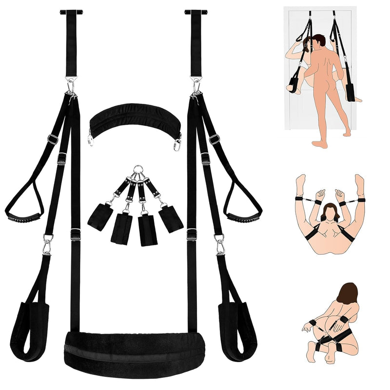 5 In 1 Sex Swing Bdsm Bondage Restraints Kit Door Swing And Sex Restraints Wrist And Thigh Ankle Restraint Sex Toys Black