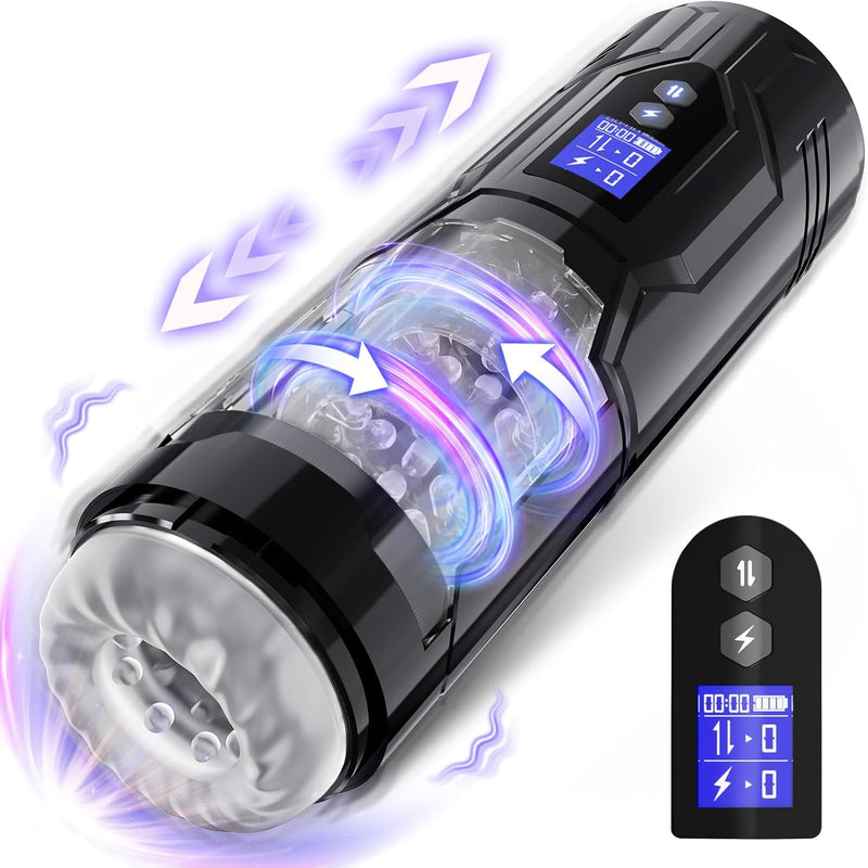 Male Masturbator Sex Toys For Men - Male Sex Toy Adult Toys 7 Thrusting & Rotating & Vibrating Modes With Lcd Display, Visual Window & Ipx7 Waterproof Penis Pump Pocket Pussy Mens Sex Machine