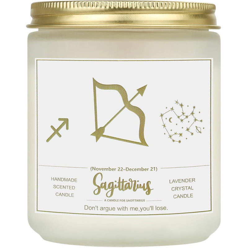 Christmas Lavender Sagittarius Candles, Healing Crystal Scented Candles, Birthday Gifts For Women, Soy Candles, Zodiac Sign Candles, Astrology Gifts For Women.