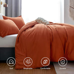 Terracotta Comforter Set Queen Size, 3 Pieces Solid Burnt Orange Breathable Quilted Style Bedding Sets, Rust Luxury Fluffy Soft Microfiber Comforter for All Season(1 Comforter & 2 Pillowcases)