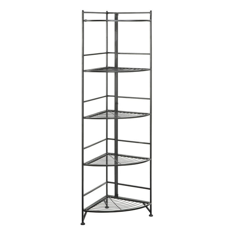 Xtra Storage 5 Tier Folding Metal Corner Shelf, Black