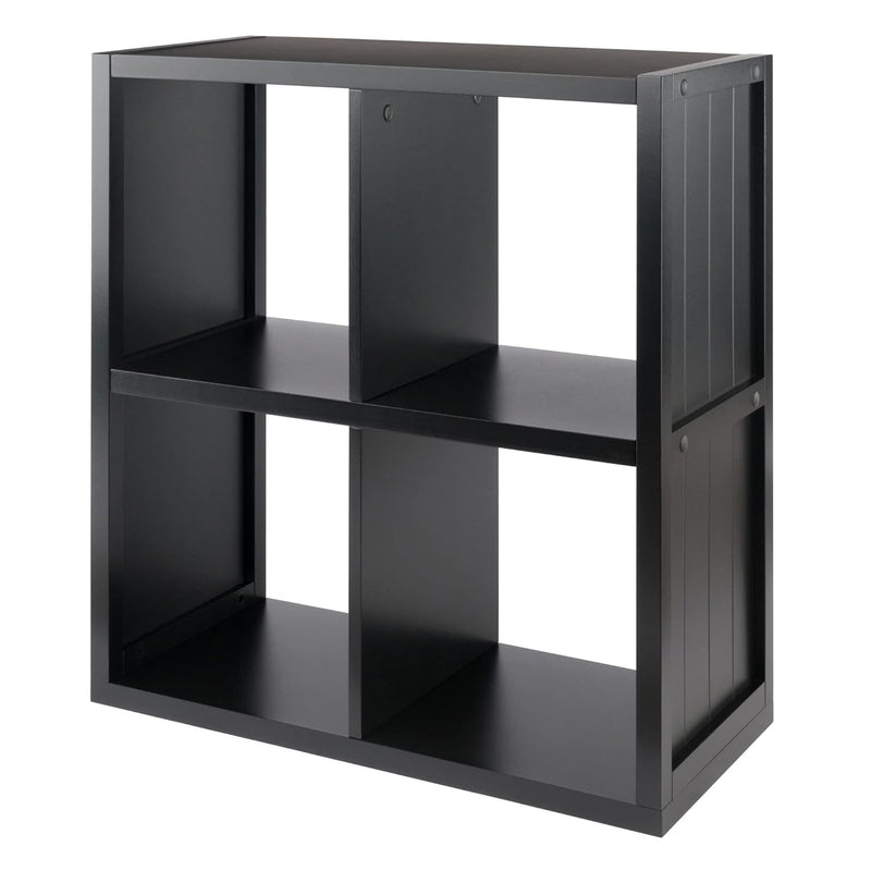 20025 2 X 2 Cube Shelf With Wainscoting Panel, Black