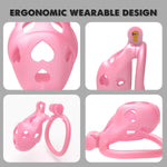 Love 1.0 Chastity Cage - Lightweight Resin Male Chastity Device with Invisible Lock,Bondage Gear for Men Beginner-Friendly Design with 4 Adjustable Rings Adult Sex Toy (Pink, Nano)