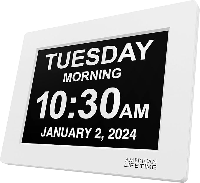 New 2024 Dementia Clock Large Digital Clock for Seniors, Digital Clock Large Display with Custom Alarms, Clock with Day & Date for Elderly, Large Number Digital Clock White