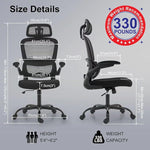 Office Chair Ergonomic Desk Chair, 330 LBS Home Mesh Office Desk Chairs with Wheels, Comfortable Gaming Chair, High Back Office Chair for Long Hours (Black)