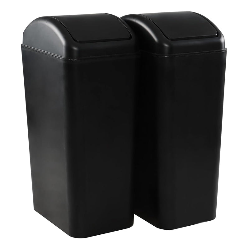 12 L Plastic Trash Can, Kitchen Garbage Can With Swing Lid, 2 Packs