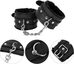 12 PCS Sex Bondage BDSM Restraints Kits Fetish Handcuffs Ankle Cuff Collar Blindfold Whip Rope Nipple Clamps Paddle Anal Toys Ball Gag Adult Games Foreplay Sexy Toys for Couples (Black)