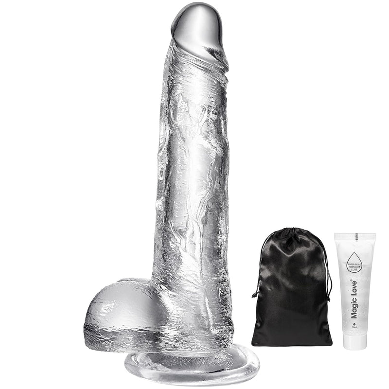 Clear Dildo Big Dildos Realistic Sex Toy Feels Like Skin, Suction Cup Dildo Anal Sex Toys For Hands-Free Play,Adult Toys Clear Dildo (7")