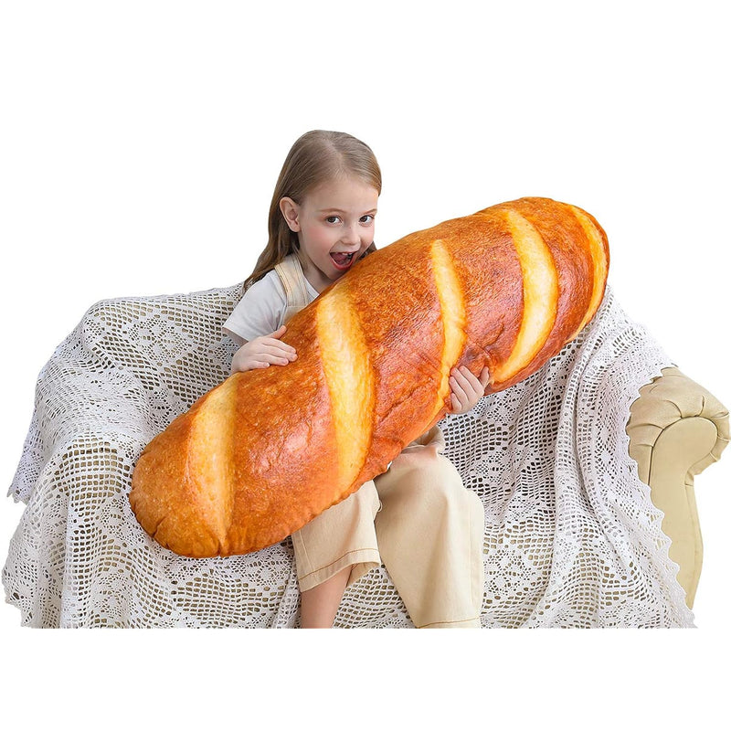 40 In 3D Simulation Bread Shape Pillow Soft Lumbar Baguette Back Cushion Fu