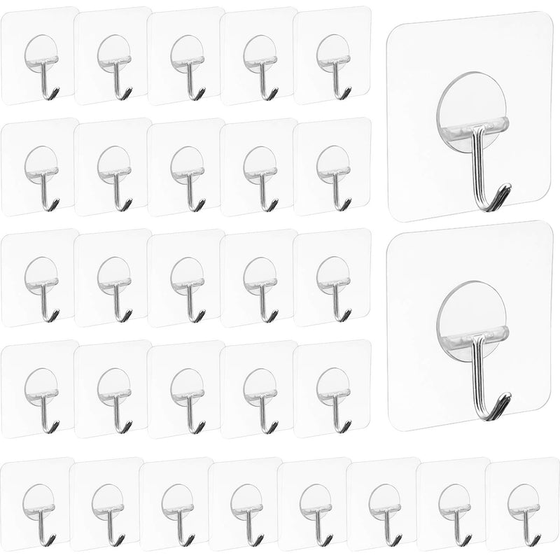 30 Packs Adhesive Hooks Wall Hooks Strong Adhesive Hooks 11 Lbs/ 5 Kg Seamless C