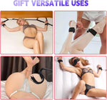 BDSM-Sex-Bondage-Kit Couples Bed Restraints Set,10 Pcs Adult Sex Toys with 4 Adjustable Wrist Thigh Cuffs,Whip,Eye Mask