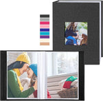 Photo Album 4x6 50 Pockets 2 Packs, Small Mini Capacity Linen Photo Album Bulk Sets, Each Pack Holds 50 Top Loader Vertical Only Picture for Kids Boy Girls Black