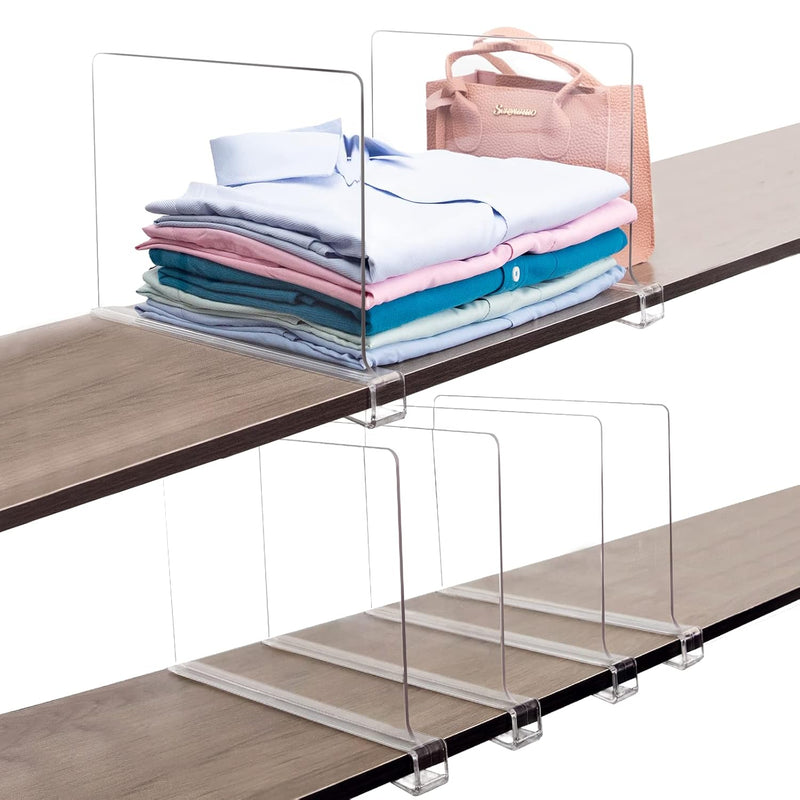 6 Pcs Acrylic Shelf Dividers (Shelves Less Than 0.8" Thick) For Closet Organizat