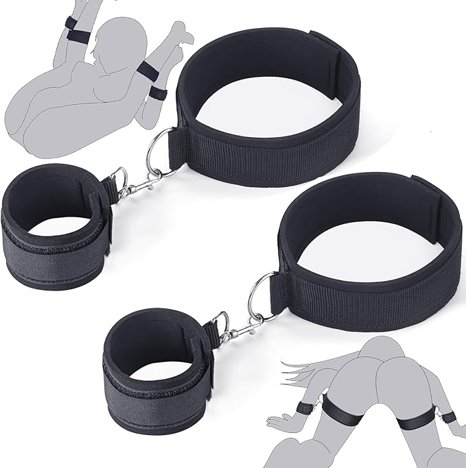 BDSM Bondage Sex Toys Restraints, Couples Sex Toy Handcuffs Adjustable Sex Cuffs Sex Restraints Straps Wrist-to-Thigh, Restraint Set Adult Sex Toys for Couple