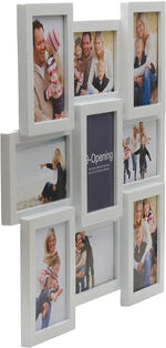 18 x 18 Inch 9 Opening Photo Collage Frame, Displays Four 4x6 and Five 6x4 Inch Photos, White