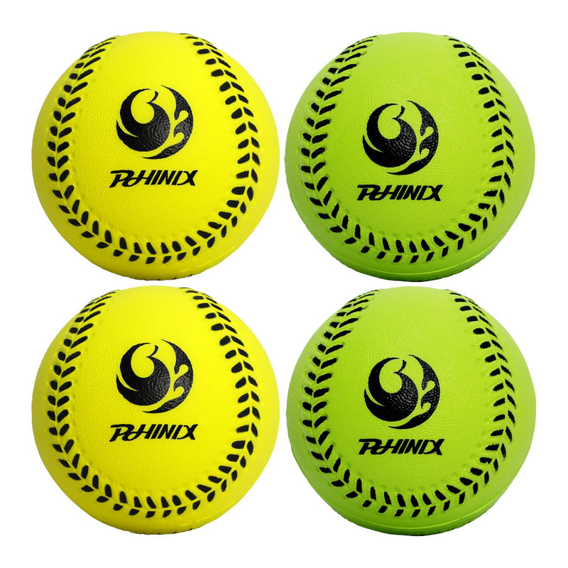 11 Inch Foam Softball For Kids Practice 4 Pack (Yellow And Green)