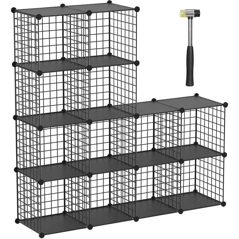 Wire Cube Storage Organizer, 12-Cube Metal Storage Shelves Bookshelf, Stackable