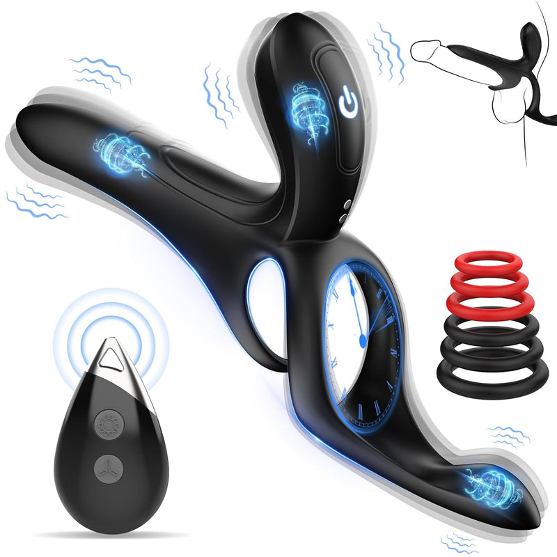 Vibrating Penis Ring Sex Toys - Male Cock Ring Penis Trainer & Female Clitoris G-Spot Vaginal Perineum Stimulator With 9 Modes, Remote Control Silicone Vibrator, Adult Sex Toys & Games For Men Couples