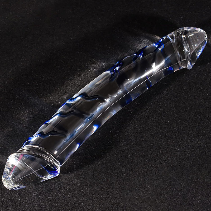 Thick Double-Ended Dildos,11.2 Inch Clear Glass Anal Plug Sex Toys For Women,Men