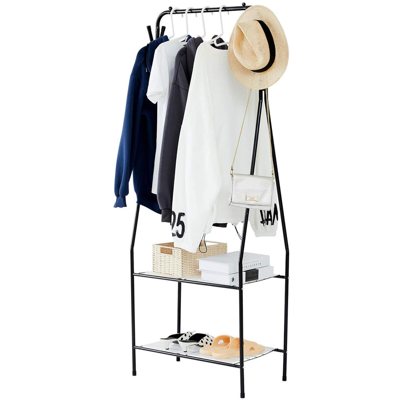 Small Clothes Rack, Freestanding Clothing Garment Rack With Shelves For Living R