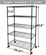 Heavy Duty 5-Shelf Shelving Unit 1250Lb Capacity, 29.92" D x 13.98" W x 62.99" H, 5 Tier, Black