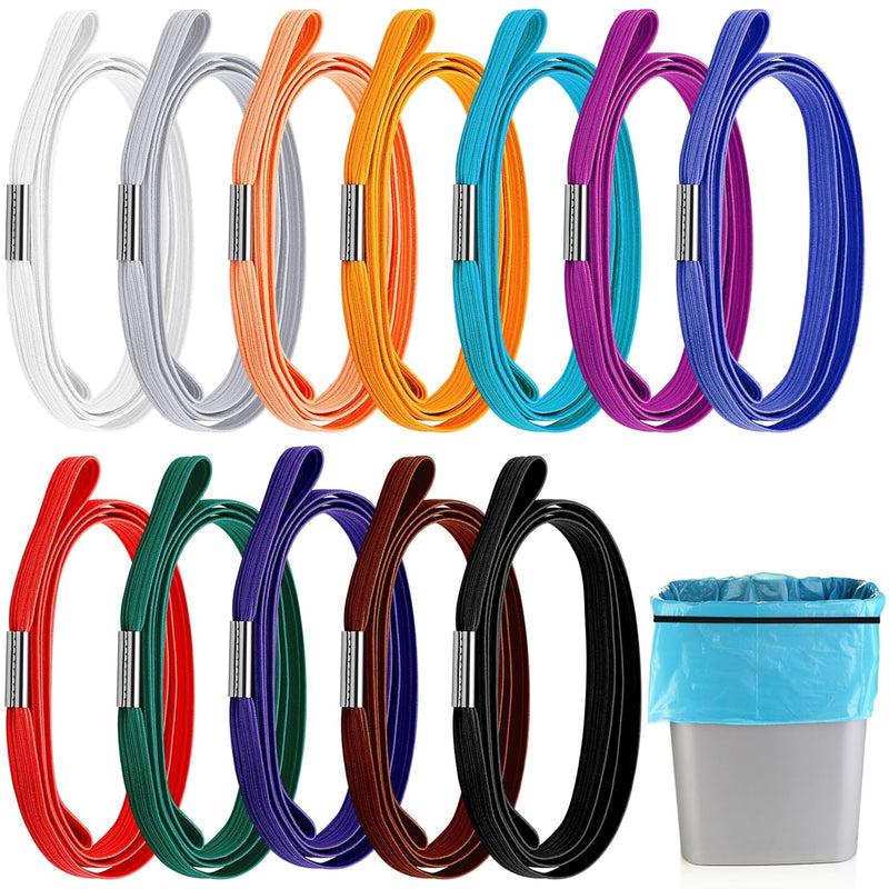 12 Pcs 3.28 Ft Trash Can Bands Fits 13 To 30 Gallon Trash Cans Colorful Garbage