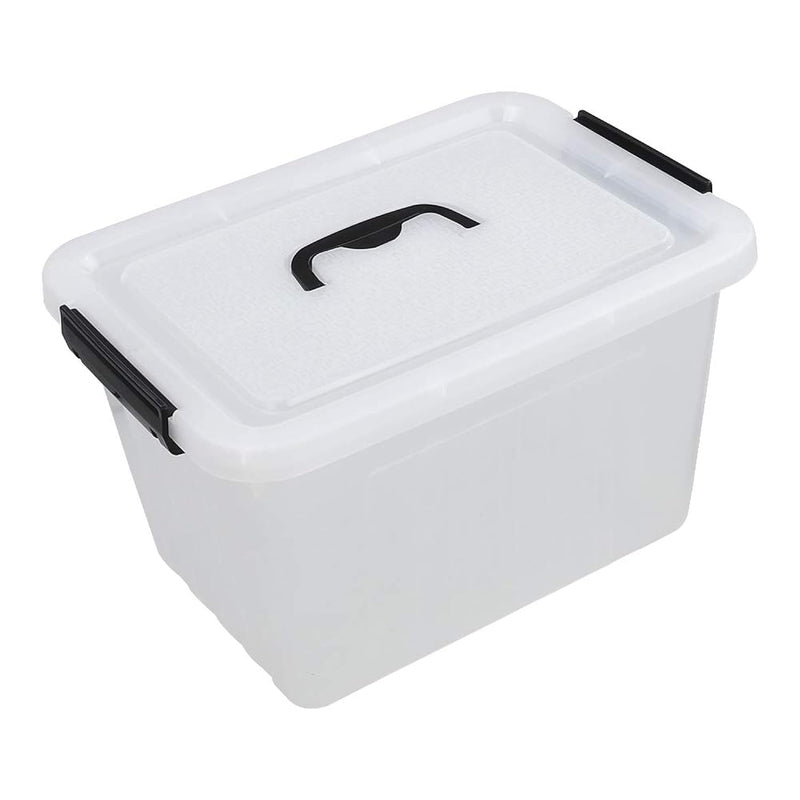 12 Quart Plastic Lidded Storage Bin With Black Handle, Latching Boxes Set Of 1