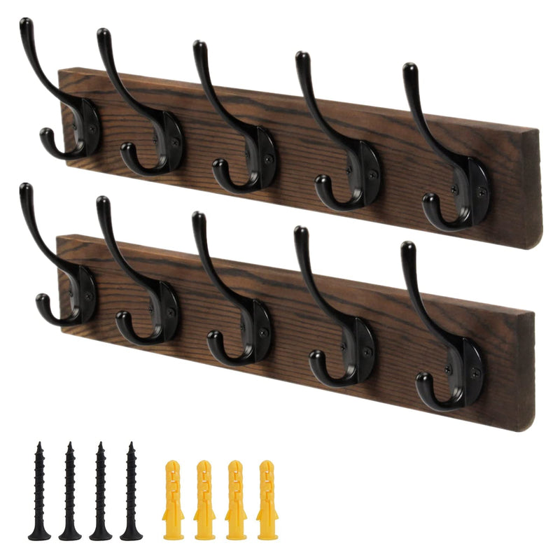 Coat Rack Wall Mount 2 Pack Hat Rack With 10 Wall Hooks Coat Hooks, Wall Coat Ra