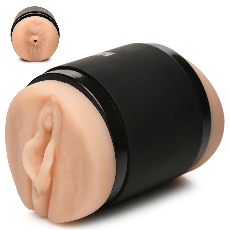 Mistress Double Shot Bioskin Pussy And Ass Stroker For Men & Couples. Soft & Stretchy With Textured Inner Tunnel. Realistic Look & Feel. Travel Friendly - Light